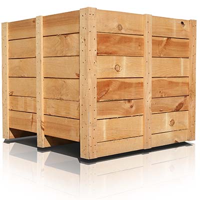 Wooden shipping crate used to transport hunting trophies